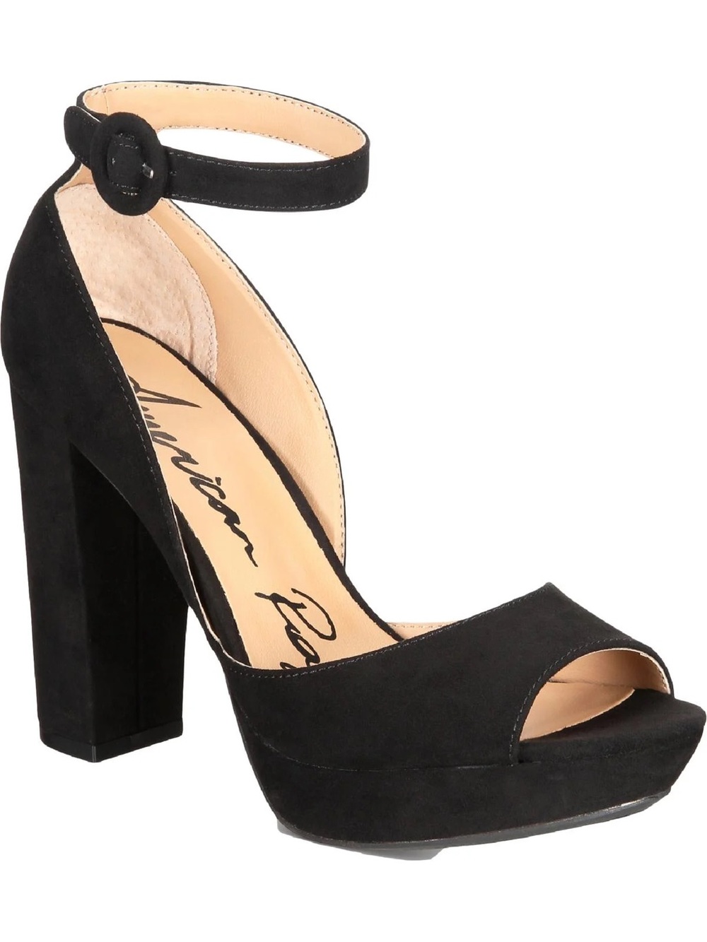 American Rag Black Suede Ankle-Strap Platform Heels